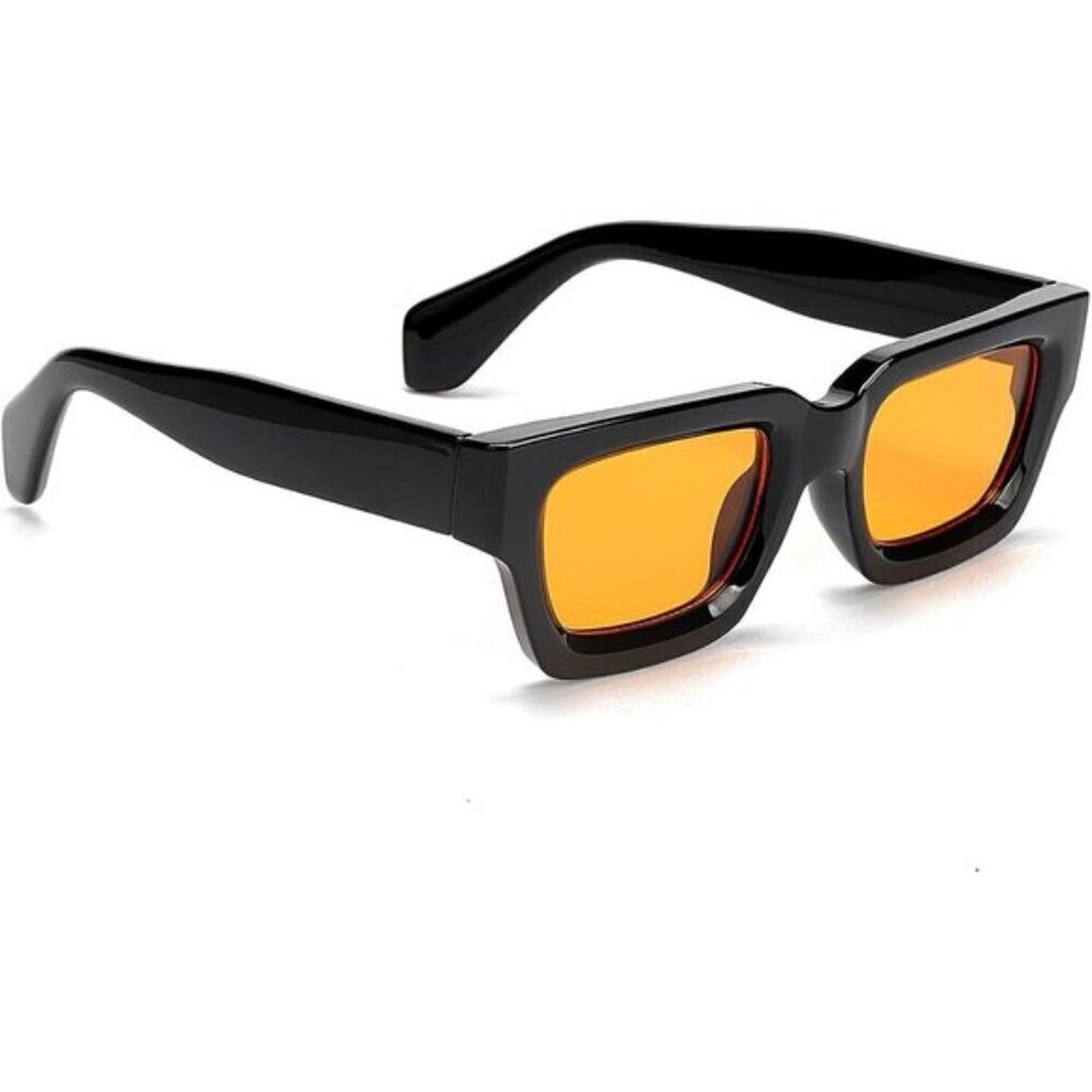 ⚡Men A-black/Yellow Fashion Trendy Square Shades Rectangle Designer SunGlasses
